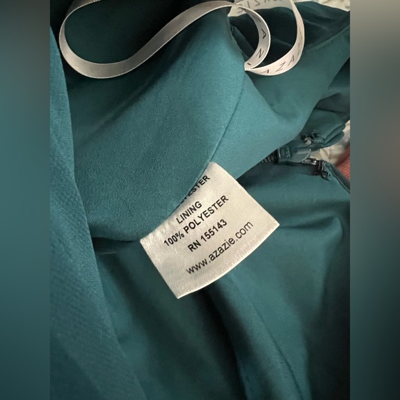 Azazie Flora Ink Blue A-Line Pleated Chiffon Dress - Picture 9 of 10